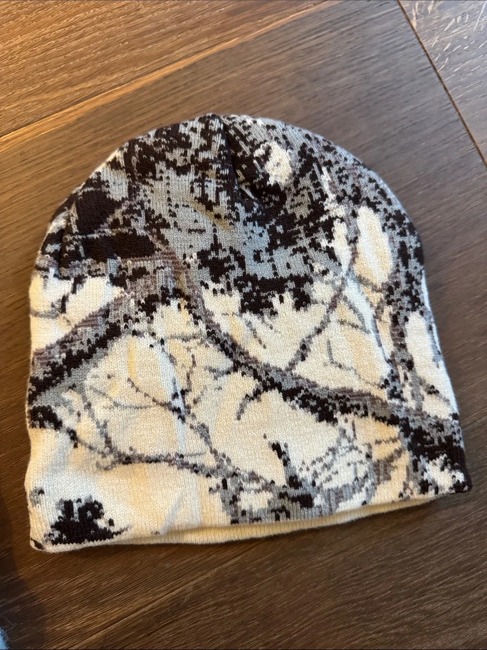 Camo Knit Beanie - Black, Gray & White